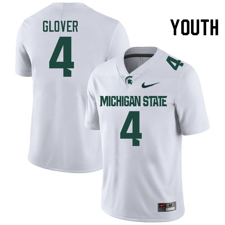 Youth #4 Jaron Glover Michigan State Spartans College Football Jersesys Stitched-White